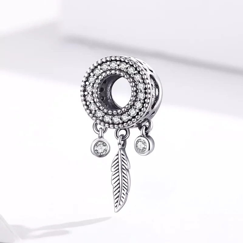 (imagen para) Charm de Pluma Brillante de Plata Estilo Pandora - SCC1550 - Ver 3