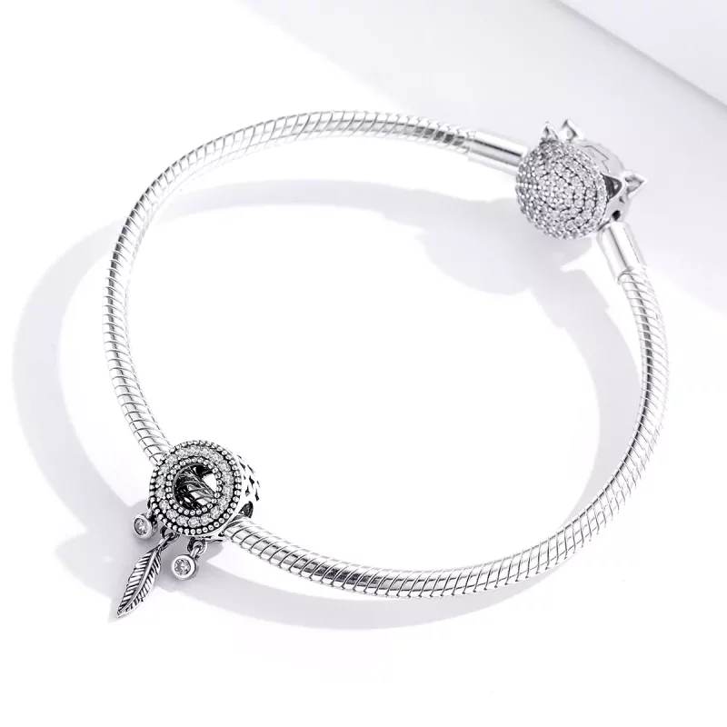 (imagen para) Charm de Pluma Brillante de Plata Estilo Pandora - SCC1550 - Ver 4