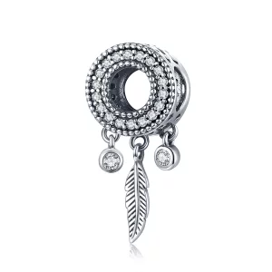 (imagen para) Charm de Pluma Brillante de Plata Estilo Pandora - SCC1550