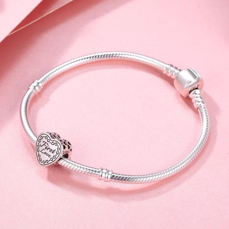 (imagen para) Charm de Primera Amor en Plata Estilo Pandora para el Día de San Valentín - SCC4 - Ver 5