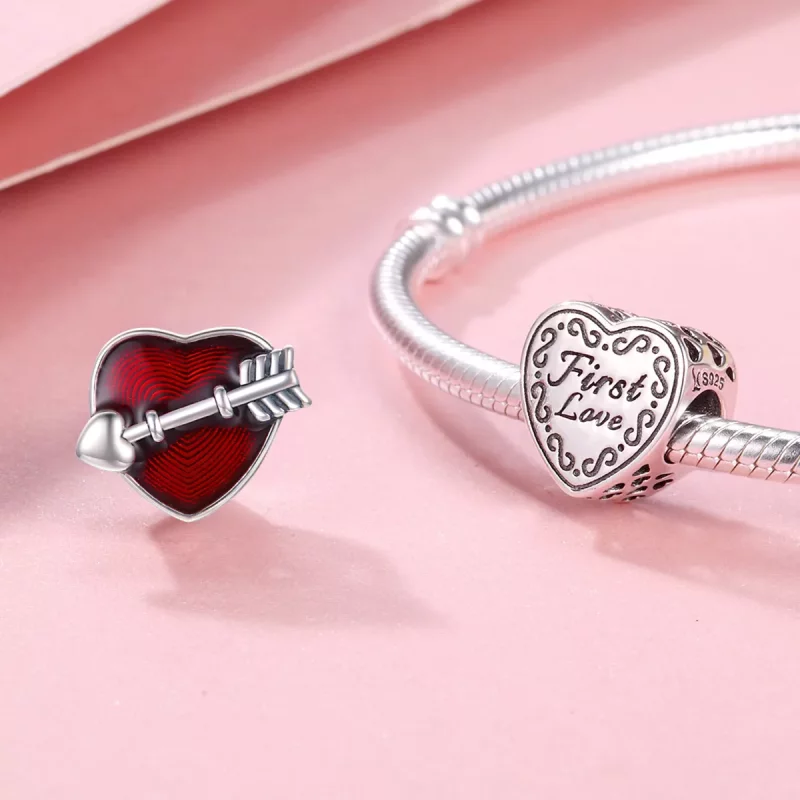 (imagen para) Charm de Primera Amor en Plata Estilo Pandora para el Día de San Valentín - SCC4 - Ver 6
