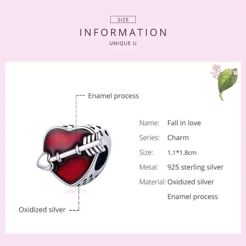 (imagen para) Charm de Primera Amor en Plata Estilo Pandora para el Día de San Valentín - SCC4 - Ver 7