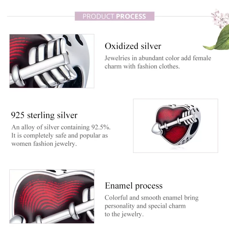 (imagen para) Charm de Primera Amor en Plata Estilo Pandora para el Día de San Valentín - SCC4 - Ver 8