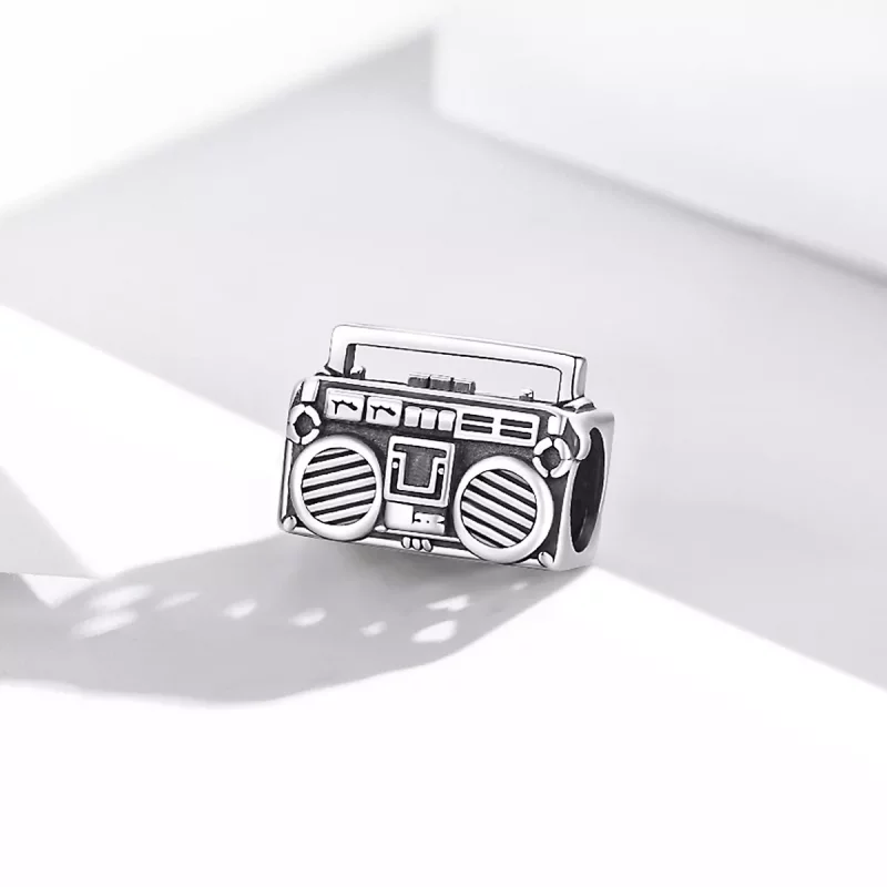 (imagen para) Charm de Radio Vintage de Plata al Estilo Pandora - SCC1873 - Ver 2