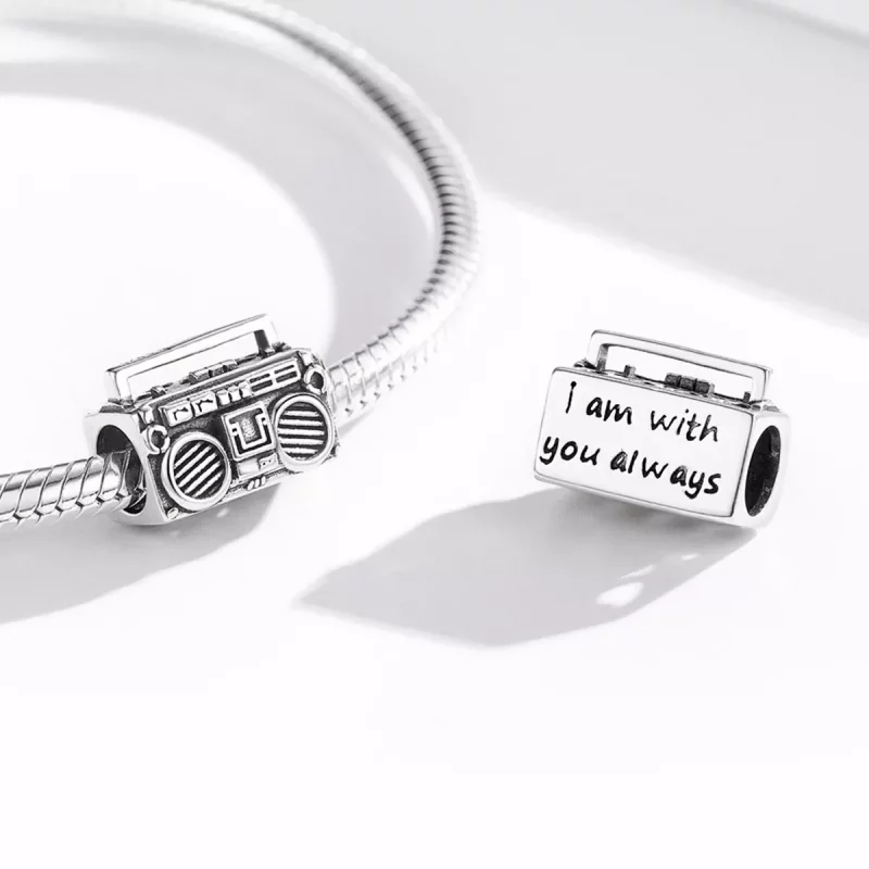 (imagen para) Charm de Radio Vintage de Plata al Estilo Pandora - SCC1873 - Ver 4