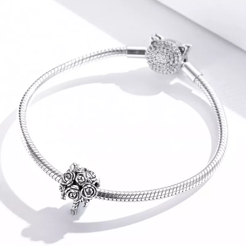 (imagen para) Charm de ramo de novia estilo Pandora en plata - SCC1566 - Ver 3