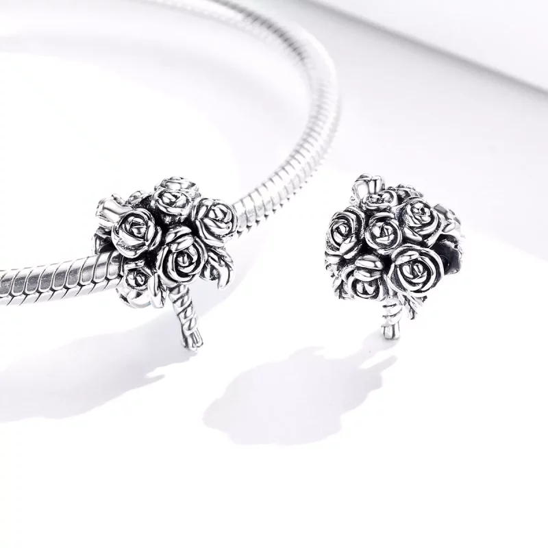 (imagen para) Charm de ramo de novia estilo Pandora en plata - SCC1566 - Ver 4