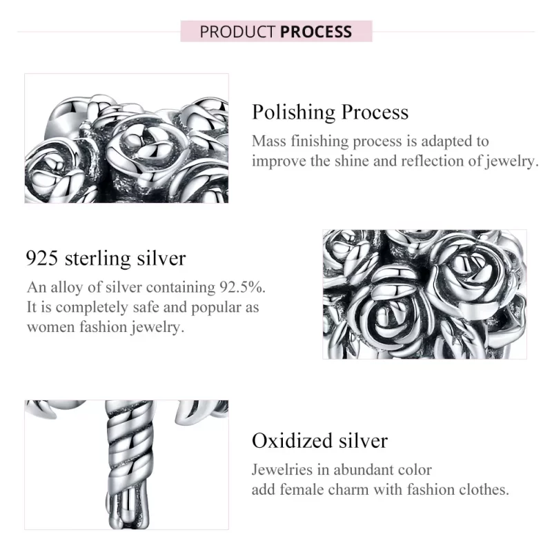 (imagen para) Charm de ramo de novia estilo Pandora en plata - SCC1566 - Ver 7