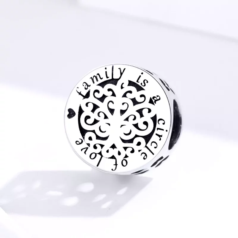 (imagen para) Charm de Árbol Genealógico Plateado con Destellos al Estilo Pandora - SCC1324 - Ver 2