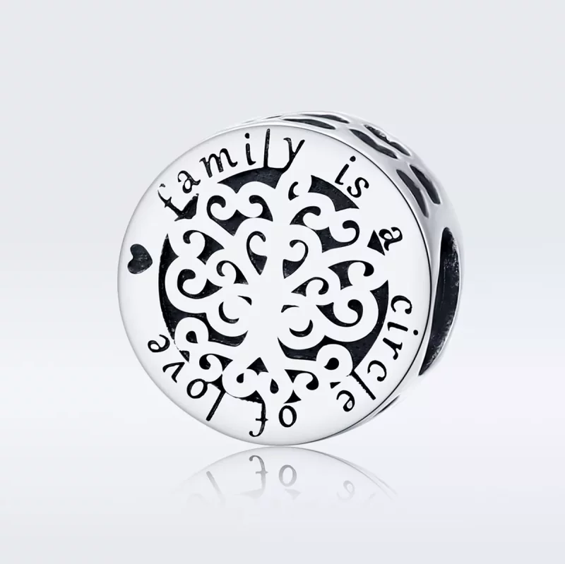 (imagen para) Charm de Árbol Genealógico Plateado con Destellos al Estilo Pandora - SCC1324 - Ver 5