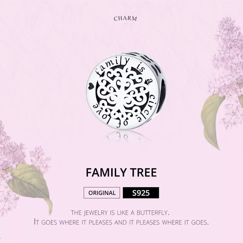 (imagen para) Charm de Árbol Genealógico Plateado con Destellos al Estilo Pandora - SCC1324 - Ver 6
