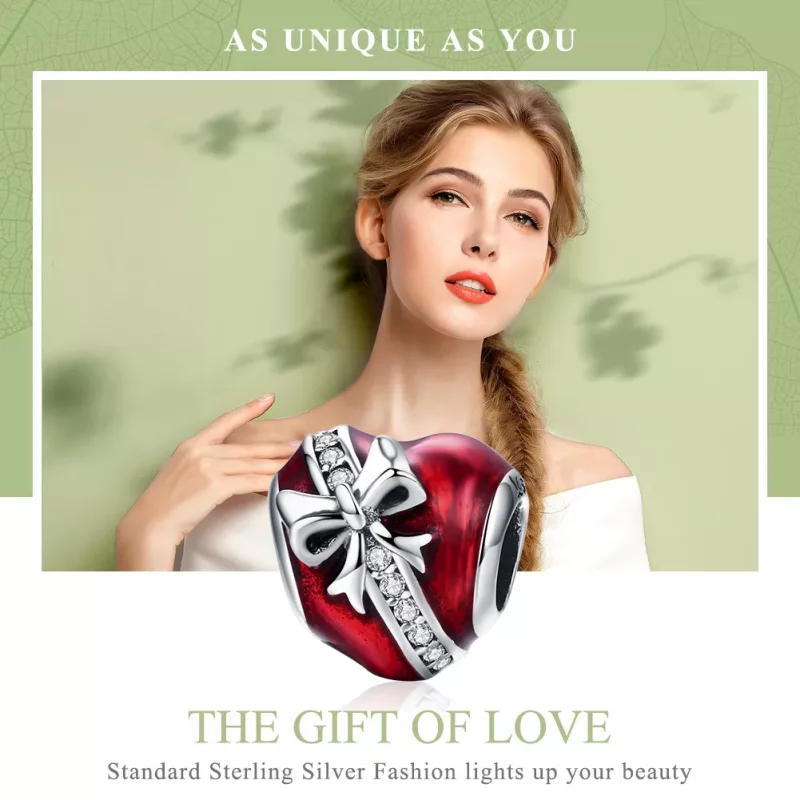 (imagen para) Charm de regalo de amor para el Día de San Valentín en estilo Pandora de plata - - Ver 6