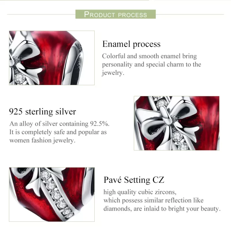 (imagen para) Charm de regalo de amor para el Día de San Valentín en estilo Pandora de plata - - Ver 7