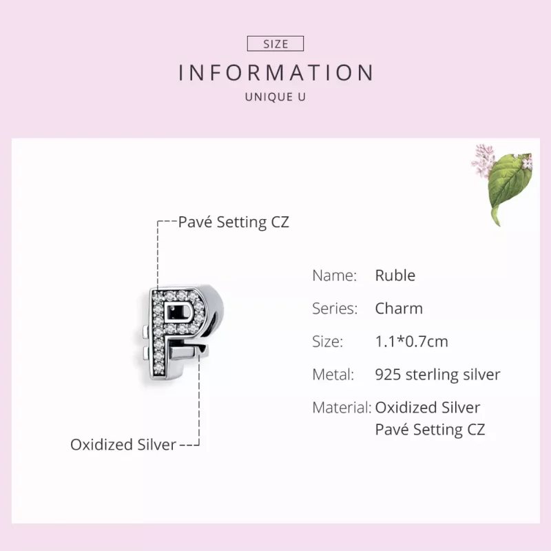 (imagen para) Charm de Rublo de Plata con estilo Pandora - SCC1271 - Ver 3