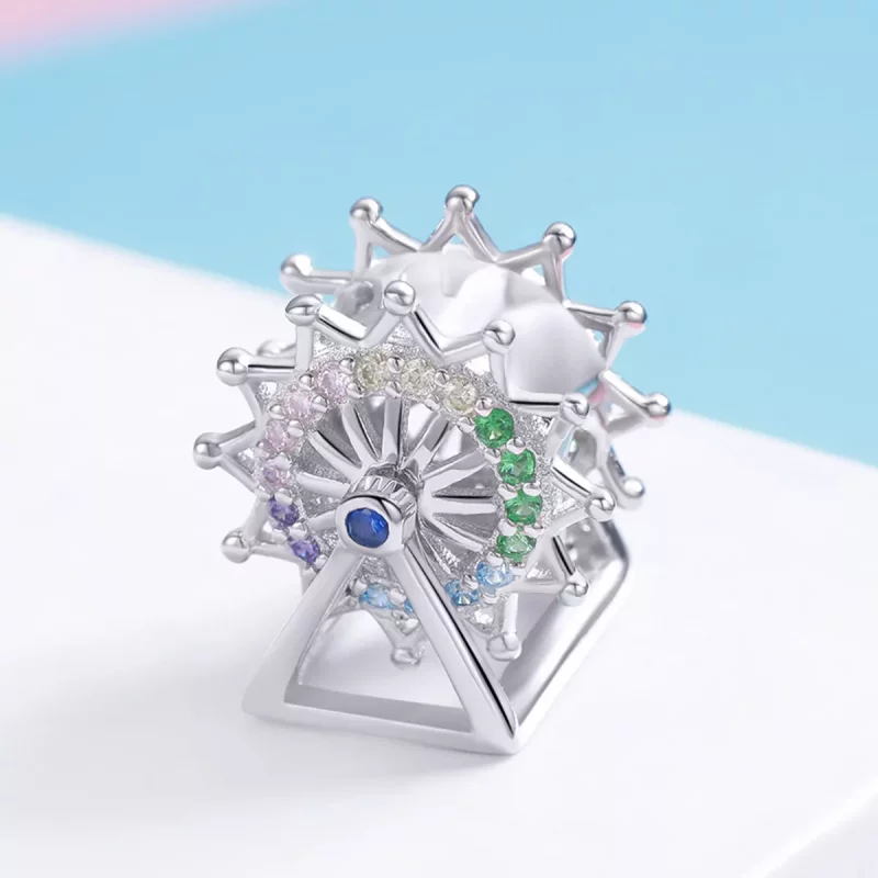 (imagen para) Charm de Rueda de la Fortuna de Plata Estilo Pandora - SCC1028 - Ver 2