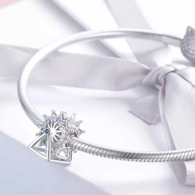 (imagen para) Charm de Rueda de la Fortuna de Plata Estilo Pandora - SCC1028 - Ver 3