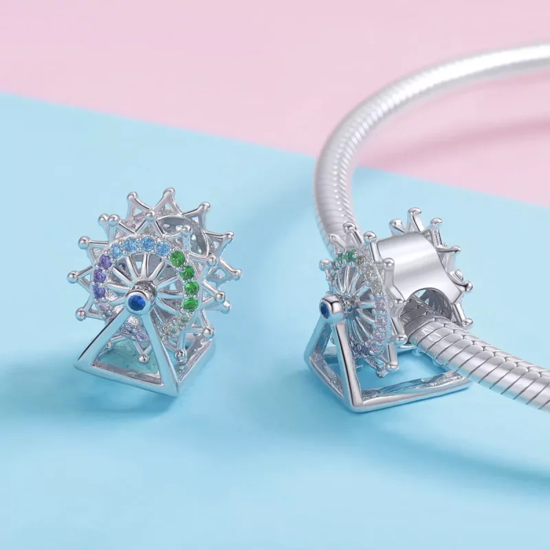 (imagen para) Charm de Rueda de la Fortuna de Plata Estilo Pandora - SCC1028 - Ver 4