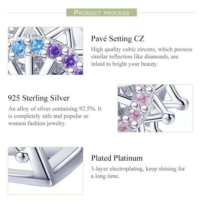 (imagen para) Charm de Rueda de la Fortuna de Plata Estilo Pandora - SCC1028 - Ver 6