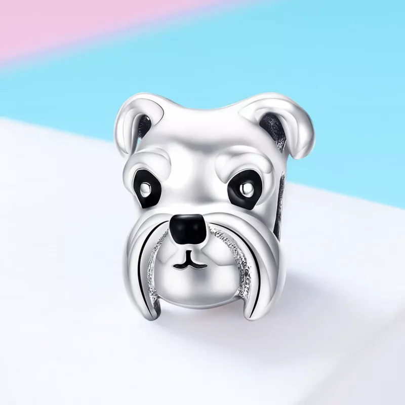 (imagen para) Charm de Schnauzer plateado estilo Pandora - SCC835 - Ver 2