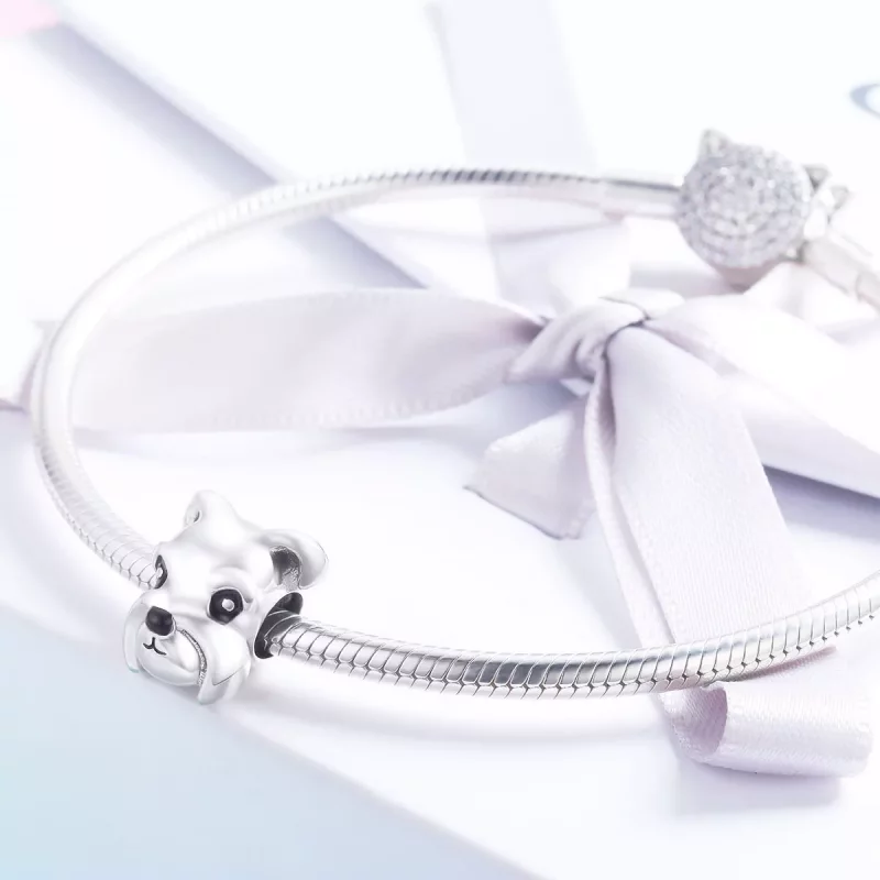 (imagen para) Charm de Schnauzer plateado estilo Pandora - SCC835 - Ver 4