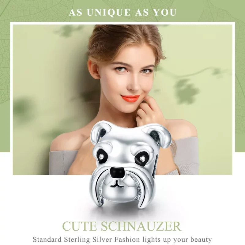 (imagen para) Charm de Schnauzer plateado estilo Pandora - SCC835 - Ver 6