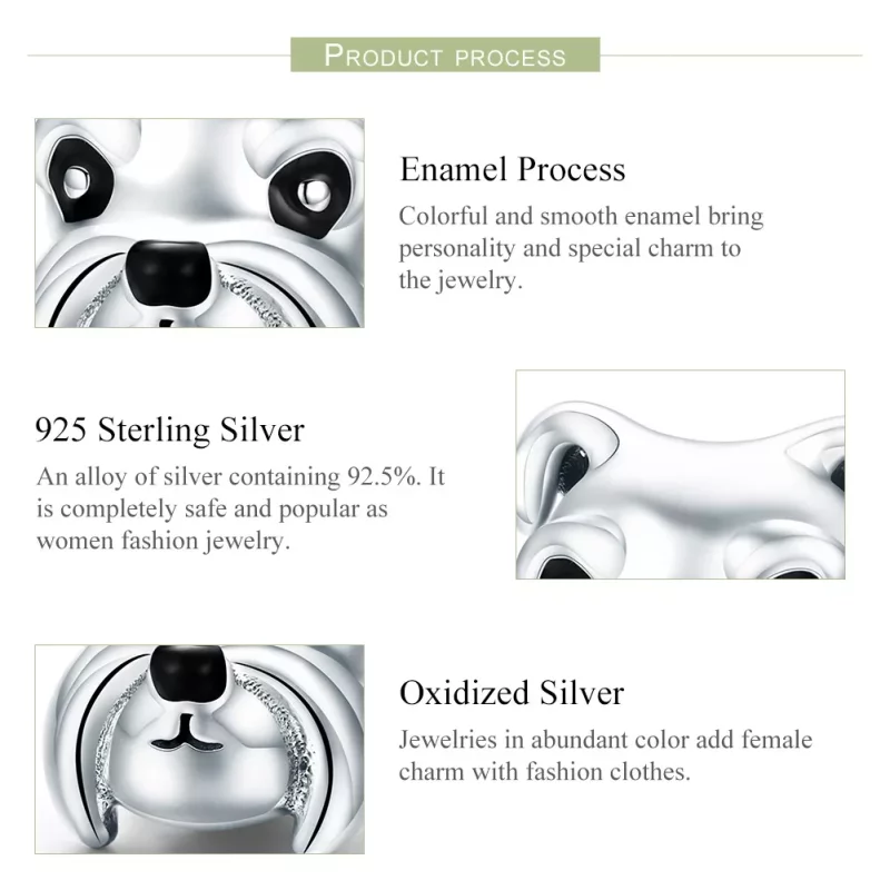 (imagen para) Charm de Schnauzer plateado estilo Pandora - SCC835 - Ver 7