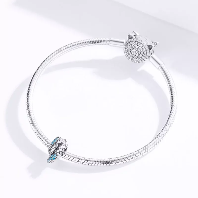 (imagen para) Charm de serpiente retro plateado estilo Pandora - SCC1351 - Ver 2