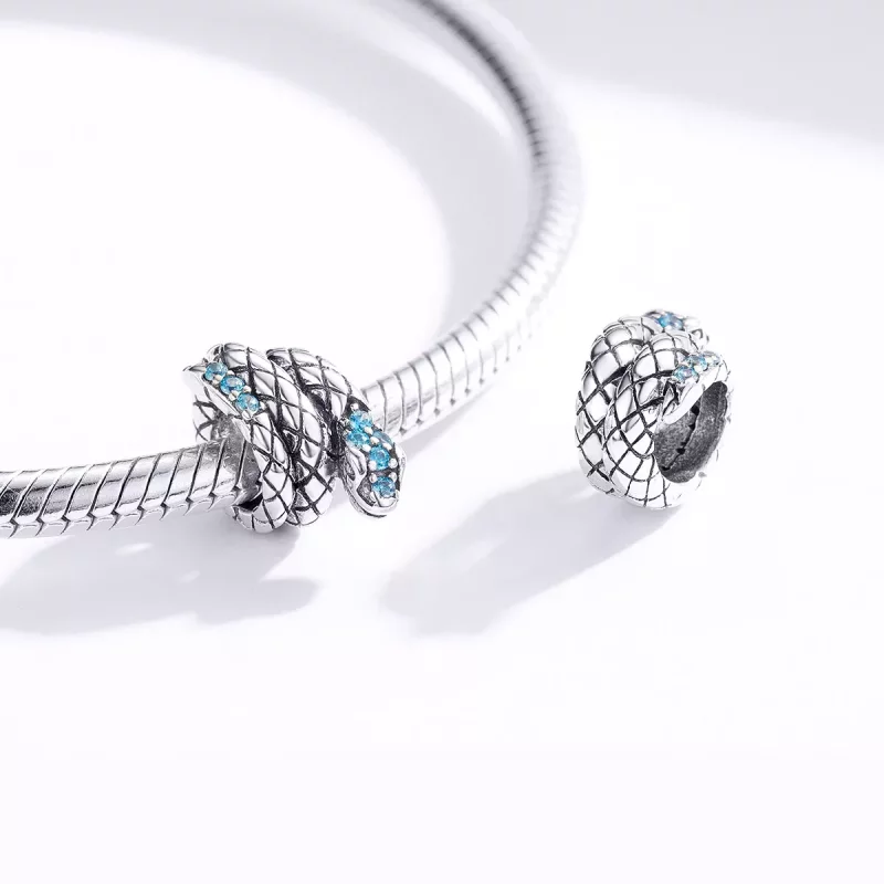 (imagen para) Charm de serpiente retro plateado estilo Pandora - SCC1351 - Ver 4