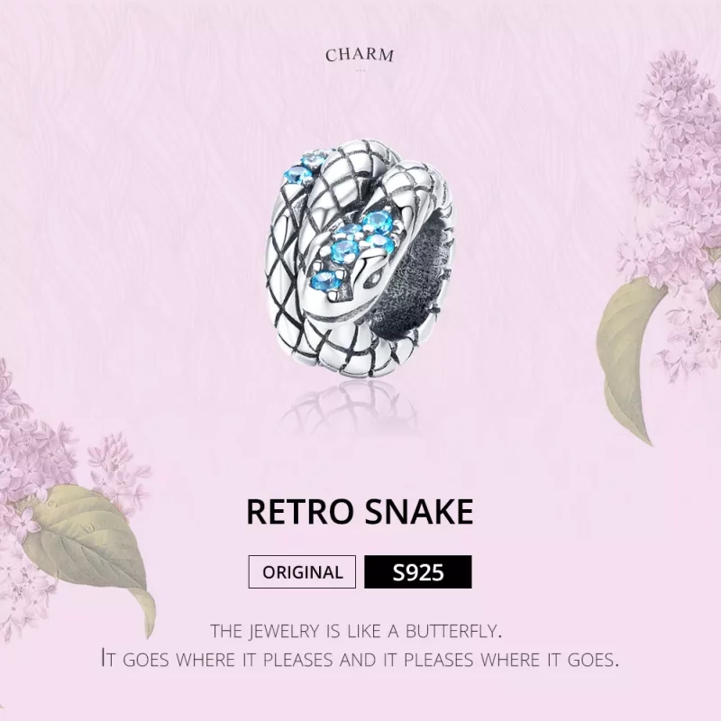 (imagen para) Charm de serpiente retro plateado estilo Pandora - SCC1351 - Ver 5