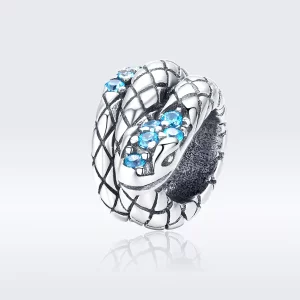 (imagen para) Charm de serpiente retro plateado estilo Pandora - SCC1351