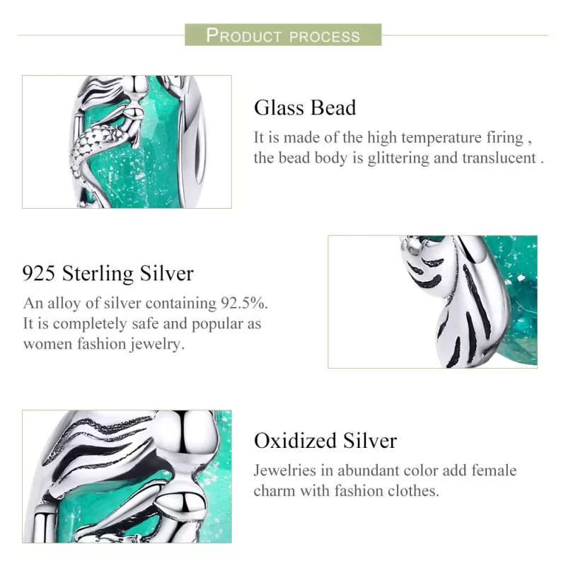 (imagen para) Charm de sirena de plata estilo Pandora - SCC1154 - Ver 4