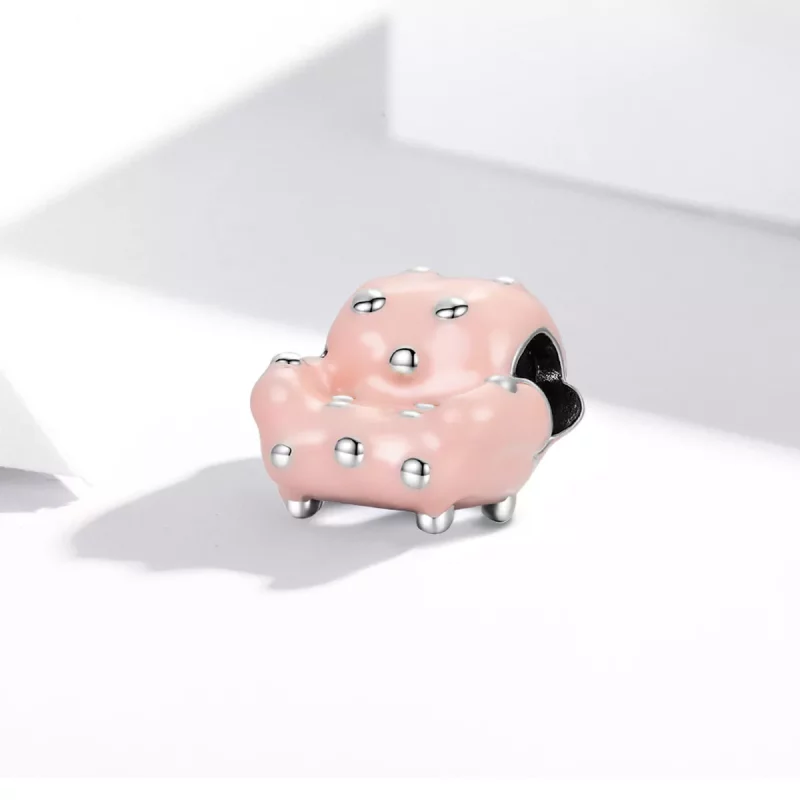 (imagen para) Charm de sofá estilo Pandora con remache de plata - SCC1854 - Ver 2