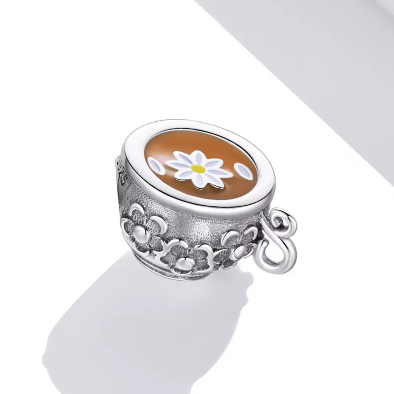 (imagen para) Charm de taza de té con estilo Pandora y diseño de flores - SCC1915 - Ver 2