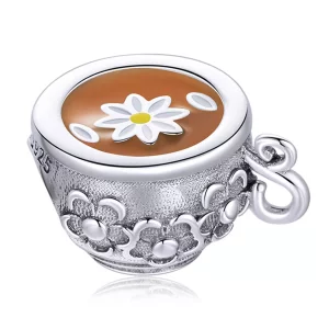 (imagen para) Charm de taza de té con estilo Pandora y diseño de flores - SCC1915