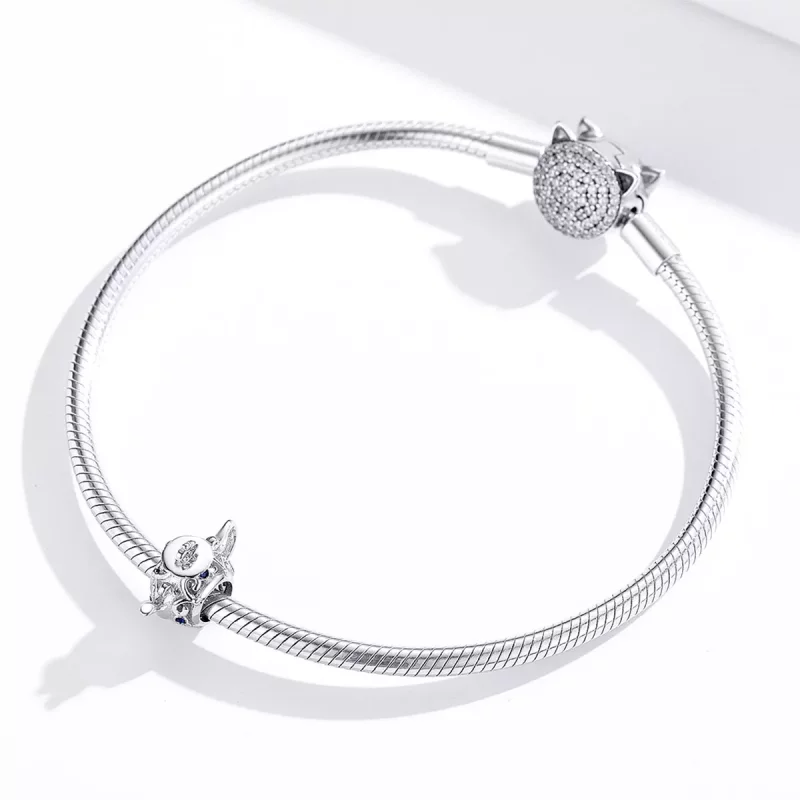 (imagen para) Charm de Tetera de Plata Estilo Pandora con Diseño Ahuecado - BSC274 - Ver 3
