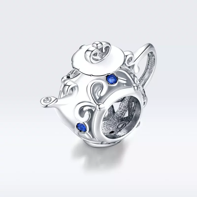 (imagen para) Charm de Tetera de Plata Estilo Pandora con Diseño Ahuecado - BSC274 - Ver 5