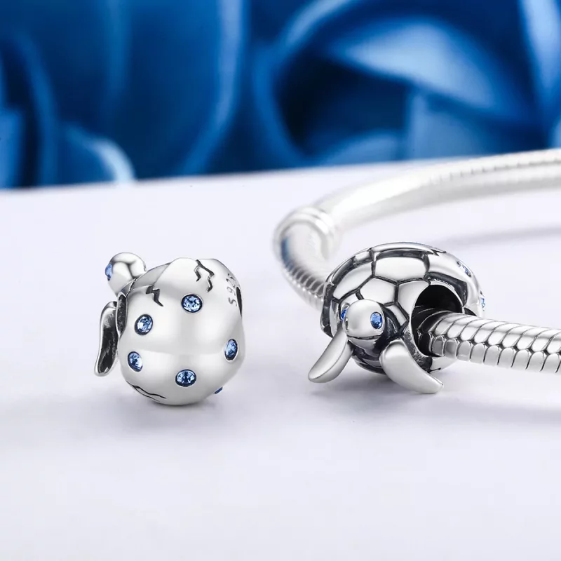 (imagen para) Charm de tortuga recién nacida de plata estilo Pandora - SCC192 - Ver 5