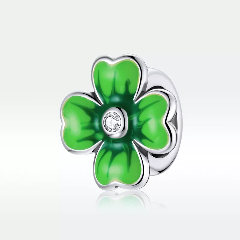 (imagen para) Charm de Trébol de la Suerte en Estilo Pandora de Plata - SCC1749 - Ver 5