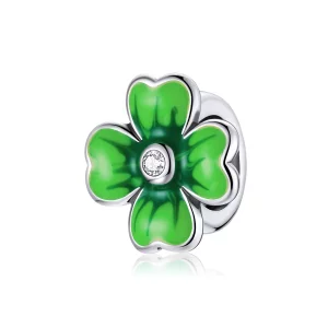 (imagen para) Charm de Trébol de la Suerte en Estilo Pandora de Plata - SCC1749