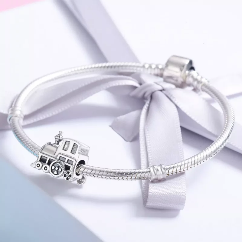 (imagen para) Charm de tren vintage de estilo Pandora en plata - SCC507 - Ver 4