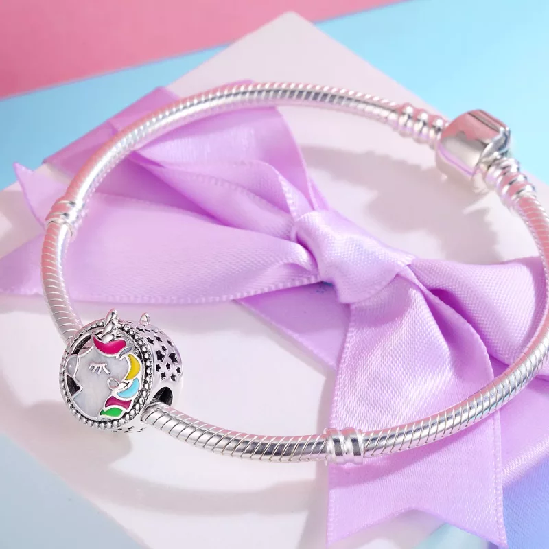 (imagen para) Charm de Unicornio Hermoso en Plata Estilo Pandora - SCC362 - Ver 5