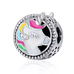 (imagen para) Charm de Unicornio Hermoso en Plata Estilo Pandora - SCC362