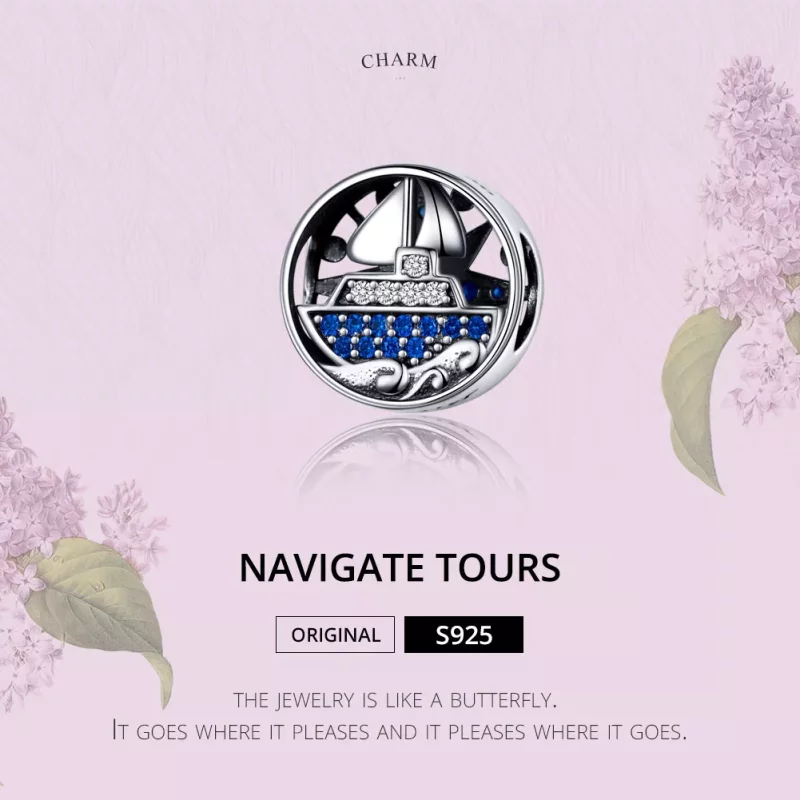 (imagen para) Charm de viaje náutico de plata estilo Pandora - SCC1197 - Ver 2