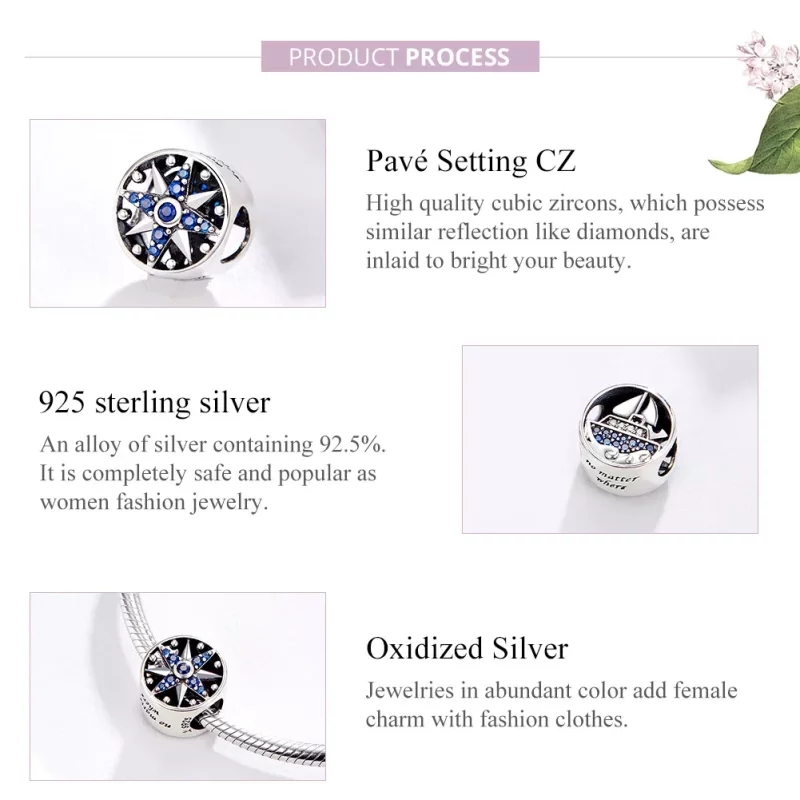 (imagen para) Charm de viaje náutico de plata estilo Pandora - SCC1197 - Ver 4