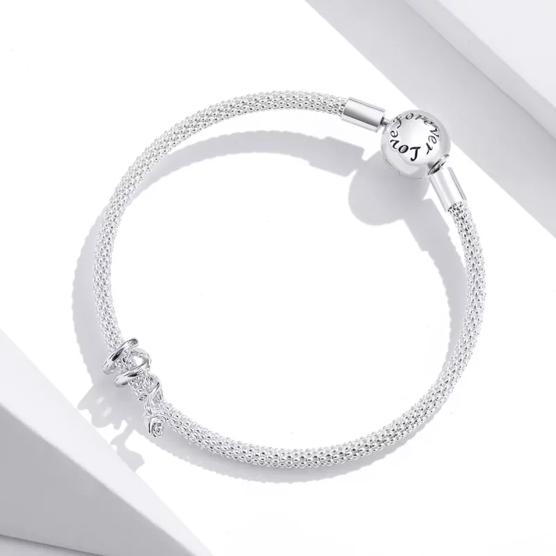 (imagen para) Charm de vides rosas plateadas estilo Pandora - BSC310 - Ver 3