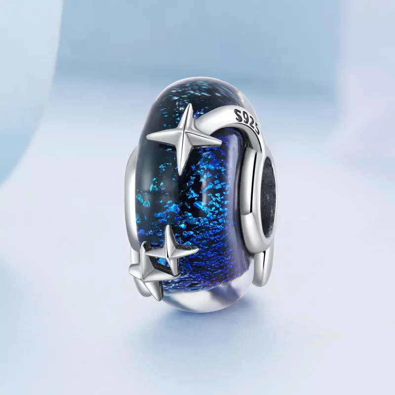 (imagen para) Charm de vidrio estilo Pandora con cielo estrellado - BSC682 - Ver 2