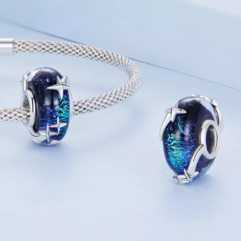 (imagen para) Charm de vidrio estilo Pandora con cielo estrellado - BSC682 - Ver 4