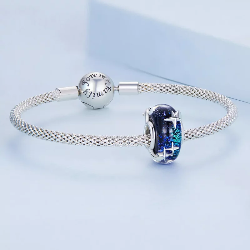 (imagen para) Charm de vidrio estilo Pandora con cielo estrellado - BSC682 - Ver 5