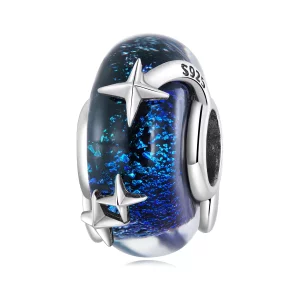 Charm de vidrio estilo Pandora con cielo estrellado - BSC682 (imagen para) Charm de vidrio estilo Pandora con cielo estrellado - BSC682