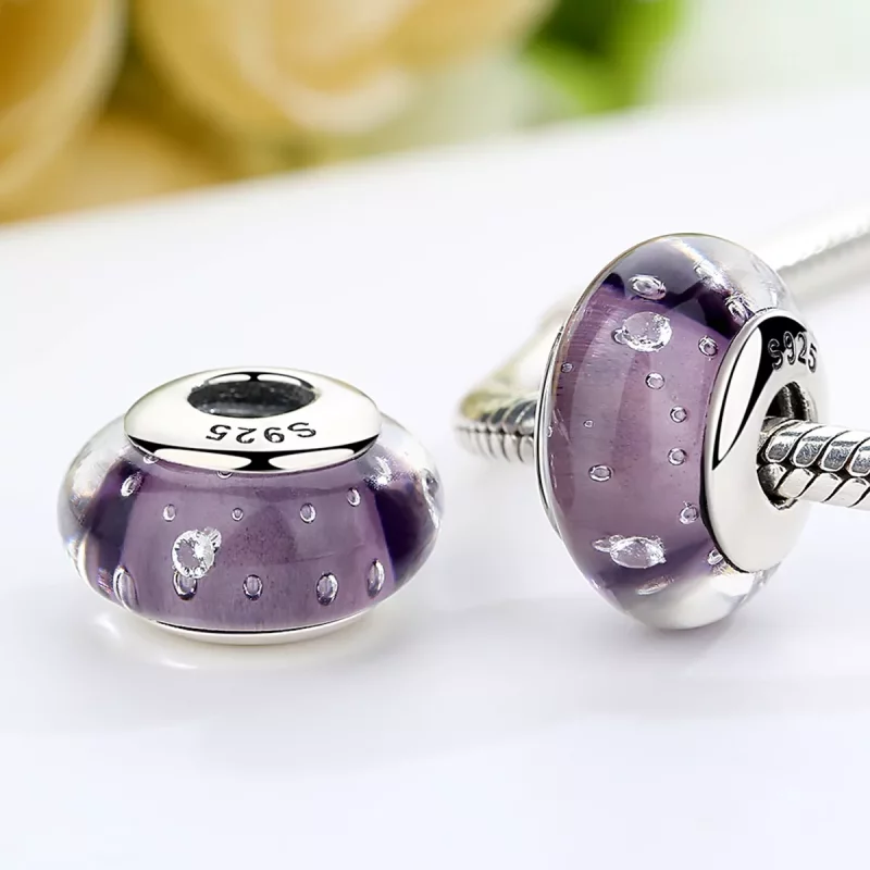 (imagen para) Charm de vidrio morado estilo Pandora - SCZ001 - Ver 3